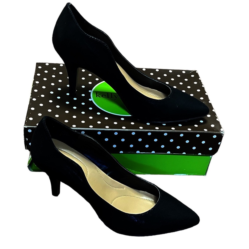 Kelly & Katie Black Verona Slip On Pointed Toe Heels